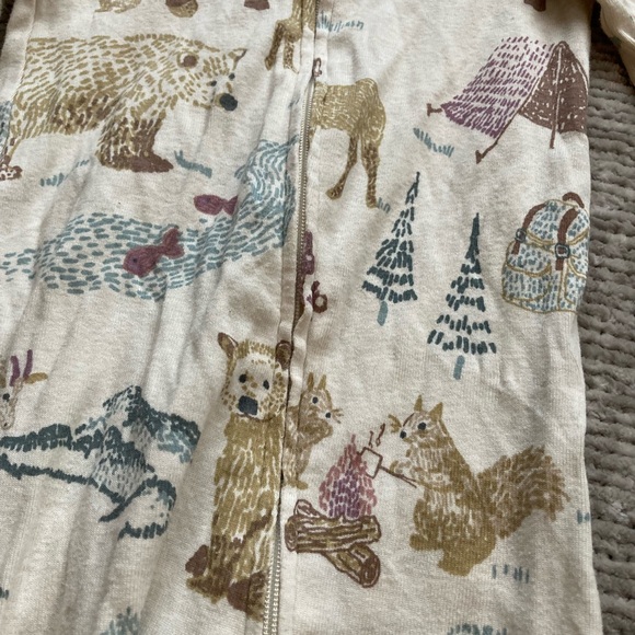 Little Planet Organic Footie PJs 9M Camping Woods Bear Graphic All Over Print - Picture 2 of 5